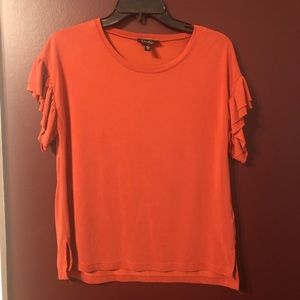 Burnt Orange Short Ruffle Sleeve Blouse